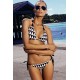 Maillot de bain femme 2 pièces triangle blanc et noir