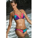 Maillot de bain femme triangle rose, bleu et violet
