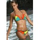 Maillot de bain femme triangle orange, vert et jaune
