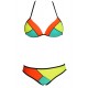 Maillot de bain femme triangle orange, vert et jaune