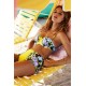 Maillot de bain femme style rétro jaune et motif floral