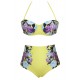Maillot de bain femme style rétro jaune et motif floral