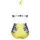 Maillot de bain femme style rétro jaune et motif floral