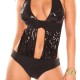 Maillot de bain femme 1 pièce trikini paillettes