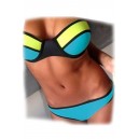 Maillot de bain corbeille bleu et jaune