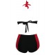 Maillot de bain femme culotte montante noire et rouge