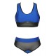 Maillot de bain femme haut brassiére et culotte montante bleue et noire
