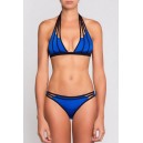 Maillot de bain forme triangle bleu et noir