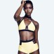 Maillot de bain femme haut brassiére et culotte montante jaune et noire