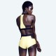 Maillot de bain femme haut brassiére et culotte montante jaune et noire