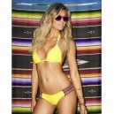 Maillot de bain femme triangle coulissant jaune