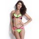 Maillot de bain corbeille rose, vert et lien noir