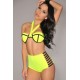 Maillot de bain femme jaune effet push-up culotte taille haute
