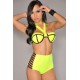 Maillot de bain femme jaune effet push-up culotte taille haute
