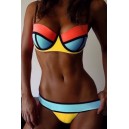 Maillot de bain corbeille bleu, jaune et orange