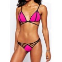 Maillot de bain femme triangle rose culotte multi liens