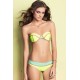Maillot de bain bustier forme corbeille bleu et jaune 