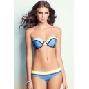 Maillot de bain bustier forme corbeille bleu