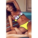 Maillot de bain corbeille maille r&eacute;sille rose, orange et jaune 