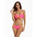 Maillot de bain bandeau effet push-up rose fluo