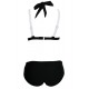 Maillot de bain femme triangle rayé blanc et noir