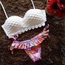 Maillot de bain femme blanc dentelle crochet culotte tanga