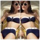 Maillot de bain femme 2 pièces forme bandeau avec noeud rose