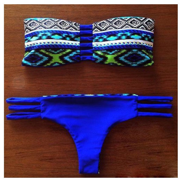 Maillot De Bain Deux Pièces Femme Bandeau Noir Avec Bijou